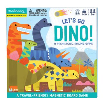 portada Mudpuppy Let’S go, Dinos! Magnetic Board Game – Colorful Racing Game for Kids Ages 5-10, 2-6 Players – Compact & Magnetic Design, Ideal Travel Activity for Kids, Instructions Included
