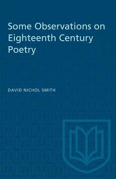 portada Some Observations on Eighteenth Century Poetry (en Inglés)