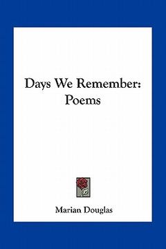 portada days we remember: poems