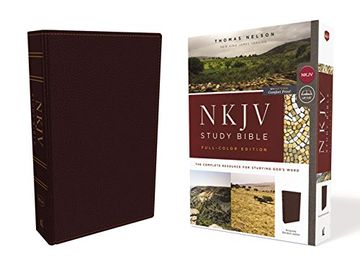 portada Nkjv Study Bible, Bonded Leather, Burgundy, Full-Color, Comfort Print: The Complete Resource for Studying God's Word (Thomas Nelson) (en Inglés)