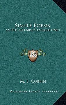 portada simple poems: sacred and miscellaneous (1867) (in English)