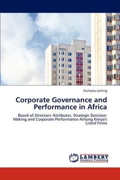 portada corporate governance and performance in africa (en Inglés)