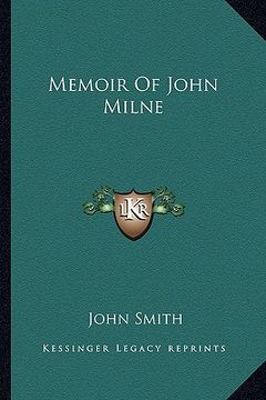 portada memoir of john milne (in English)