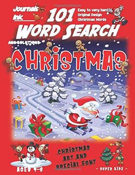 portada 101 Word Search for Kids: Super Kidz Book. Children - Ages 4-8. Santa Ski, Red, Christmas Words With Custom art Interior. 101 Puzzles. (Superkidz - Christmas Word Search for Kids) 