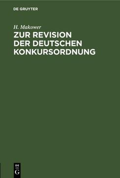 portada Zur Revision der Deutschen Konkursordnung (en Alemán)