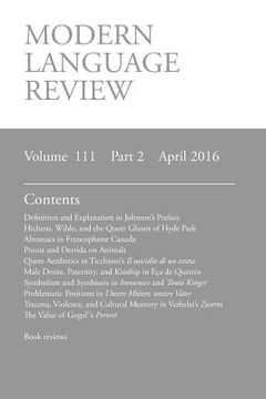 portada Modern Language Review (111: 2) April 2016 (in English)