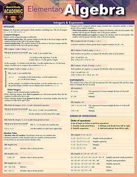 portada Elementary Algebra: A Quickstudy Laminated Reference Guide