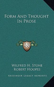 portada form and thought in prose