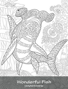 portada Wonderful Fish Coloring Book for Grown-Ups 1 (Volume 1) 