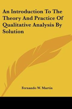 portada an introduction to the theory and practice of qualitative analysis by solution (in English)