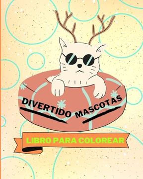 portada Libro para colorear de mascotas divertidas: Adorables mascotas para colorear para niños