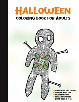 portada Halloween Coloring Book for Adults: 50 Halloween Illustrations Printed On One Side, Safe For Markers - Fun Craft Activity Gift - Stress Relieving Desi (in English)