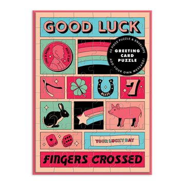 portada Galison Good Luck Greeting Card Puzzle, 60 Pieces – a Greeting Card and Jigsaw Puzzle Combined – Features Colorful Artwork by Berlin Michelle, Includes Envelope & Sticker Seal