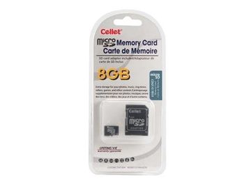 portada Cellet 8GB MicroSD for LG Mach Smartphone custom flash memory, high-speed transmission, plug and play, with Full Size SD Adapter. (Retail Packaging)