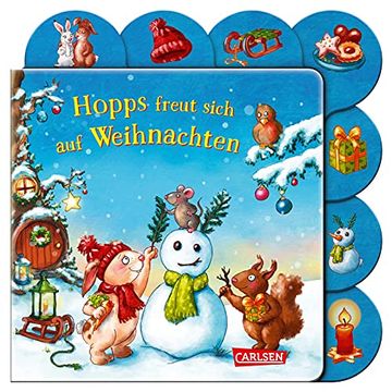 portada Hopps Freut Sich auf Weihnachten: Buntes Registerbuch ab 18 Monaten | Pappbilderbuch mit Hasenkind und Reimen für die Erste Weihnachtszeit (en Alemán)