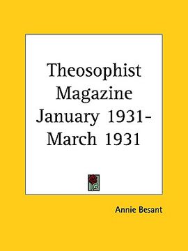 portada theosophist magazine january 1931-march 1931 (en Inglés)
