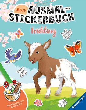 portada Ravensburger Mein Ausmalstickerbuch Frühling - Großes Buch mit Über 300 Stickern, Viele Sticker zum Ausmalen (en Alemán)