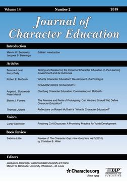 portada Journal of Character Education Volume 14 Issue 2 2018 (in English)