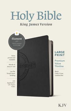 portada KJV Large Print Premium Value Thinline Bible, Filament-Enabled Edition (Leatherlike, Black Celtic Cross, Red Letter) (in English)