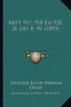 portada Artt. 917, 918 En 920, 2e Lid. B. W. (1893)
