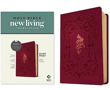 portada Nlt Giant Print Bible, Filament-Enabled Edition (Leatherlike, Cranberry Flourish, red Letter) (en Inglés)