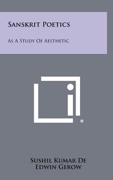 portada sanskrit poetics: as a study of aesthetic (en Inglés)