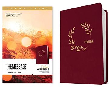 portada The Message Deluxe Gift Bible, Large Print (Leather-Look, Cranberry Laurels): The Bible in Contemporary Language 