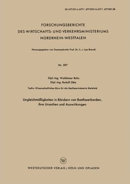 portada Ungleichmäßigkeiten in Bändern von Bastfaserkarden, ihre Ursachen und Auswirkungen (Forschungsberichte des Wirtschafts- und Verkehrsministeriums Nordrhein-Westfalen) (German Edition)