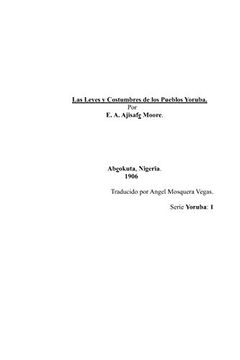 portada Leyes y Costumbres de los Pueblos Yoruba 1906 Traduccíon (in Spanish)