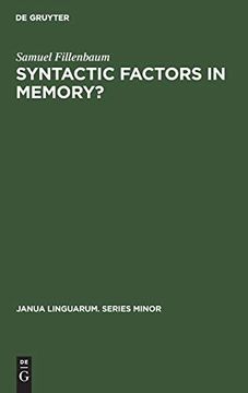 portada Syntactic Factors in Memory? (Janua Linguarum) 