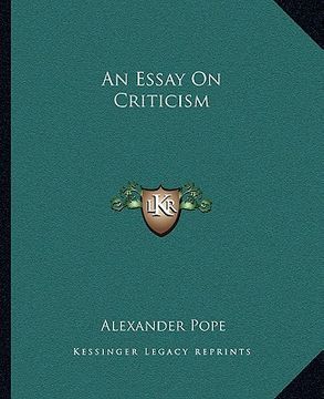 portada an essay on criticism (en Inglés)