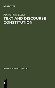 portada Text and Discourse Constitution (Research in Text Theory) (en Inglés)