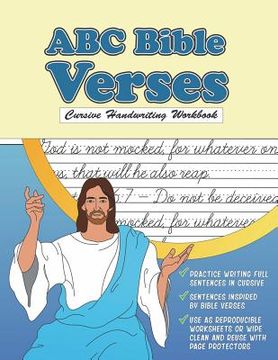 portada Cursive Handwriting Workbook: ABC Bible Verses: Christian Cursive Tracing Book with Reproducible Worksheets