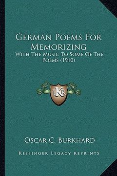 portada german poems for memorizing: with the music to some of the poems (1910) (en Inglés)