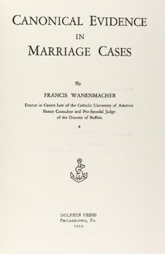portada Canonical Evidence in Marriage (1935) (CUA Studies in Canon Law)