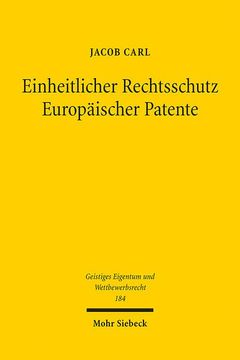 portada Einheitlicher Rechtsschutz Europaischer Patente (in German)