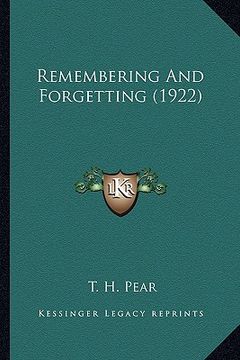 portada remembering and forgetting (1922) (en Inglés)