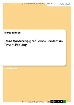 portada Das Anforderungsprofil Eines Beraters Im Private Banking (German Edition)