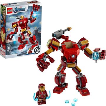 portada LEGO™ Marvel Avengers Iron Man Figura de superhéroe para niños, juguete de construcción con Iron Man Mech (148 piezas) 76140