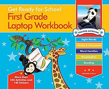 portada Get Ready for School First Grade Laptop Workbook: Sight Words, Beginning Reading, Handwriting, Vowels & Consonants, Word Families (en Inglés)
