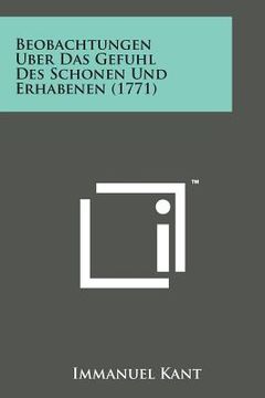 portada Beobachtungen Uber Das Gefuhl Des Schonen Und Erhabenen (1771) (in German)