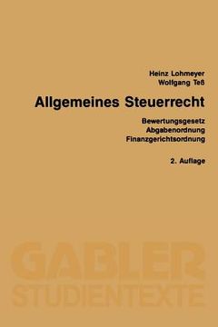 portada Allgemeines Steuerrecht: Bewertungsgesetz Abgabenordnung Finanzgerichtsordnung (en Alemán)