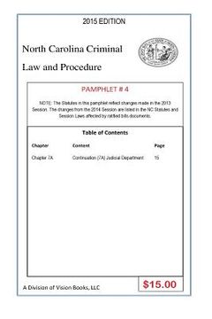 portada North Carolina Criminal Law And Procedure-Pamphlet # 4 (en Inglés)