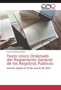 portada Texto Unico Ordenado del Reglamento General de los Registros Publicos: Versión Digital al 25 de Marzo de 2021