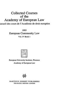 portada collected courses of the academy of european law/ recueil des cours de l'acad?mie de droit europ?en (volume iv, book 1) (en Inglés)