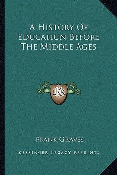 portada a history of education before the middle ages (in English)