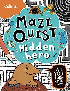 portada Hidden Hero: Solve 50 Mazes in This Adventure Story for Kids Aged 7+ (en Inglés)