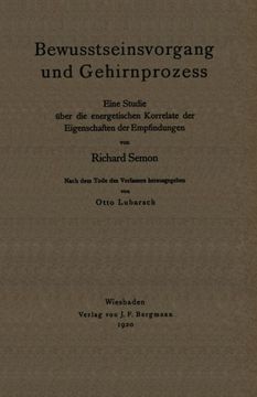 portada Bewusstseinsvorgang und Gehirnprozess: Eine Studie über die energetischen Korrelate der Eigenschaften der Empfindungen (German Edition)