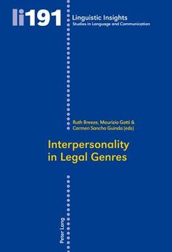 portada Interpersonality in Legal Genres (in English)