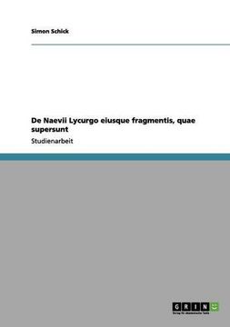 portada De Naevii Lycurgo eiusque fragmentis, quae supersunt